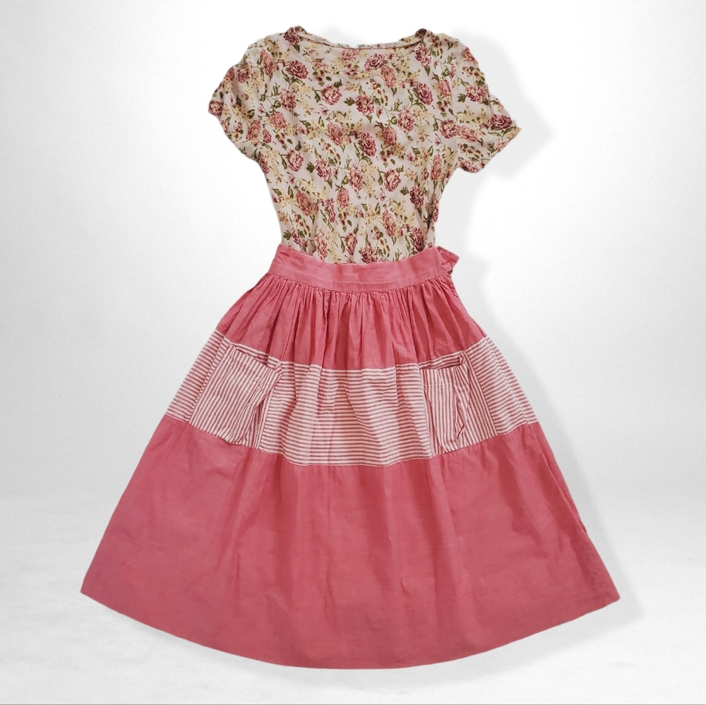 Vintage 1940's Colourblock Gathered Skirt